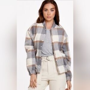 Dear John Western Buffalo Plaid Bomber Jacket Woman's Size Medium Trendy Preppy
